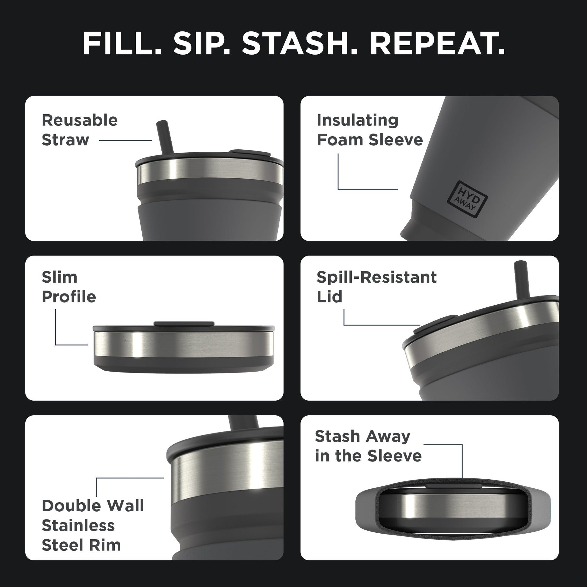 HYDAWAY Collapsible Insulated Drink Tumbler