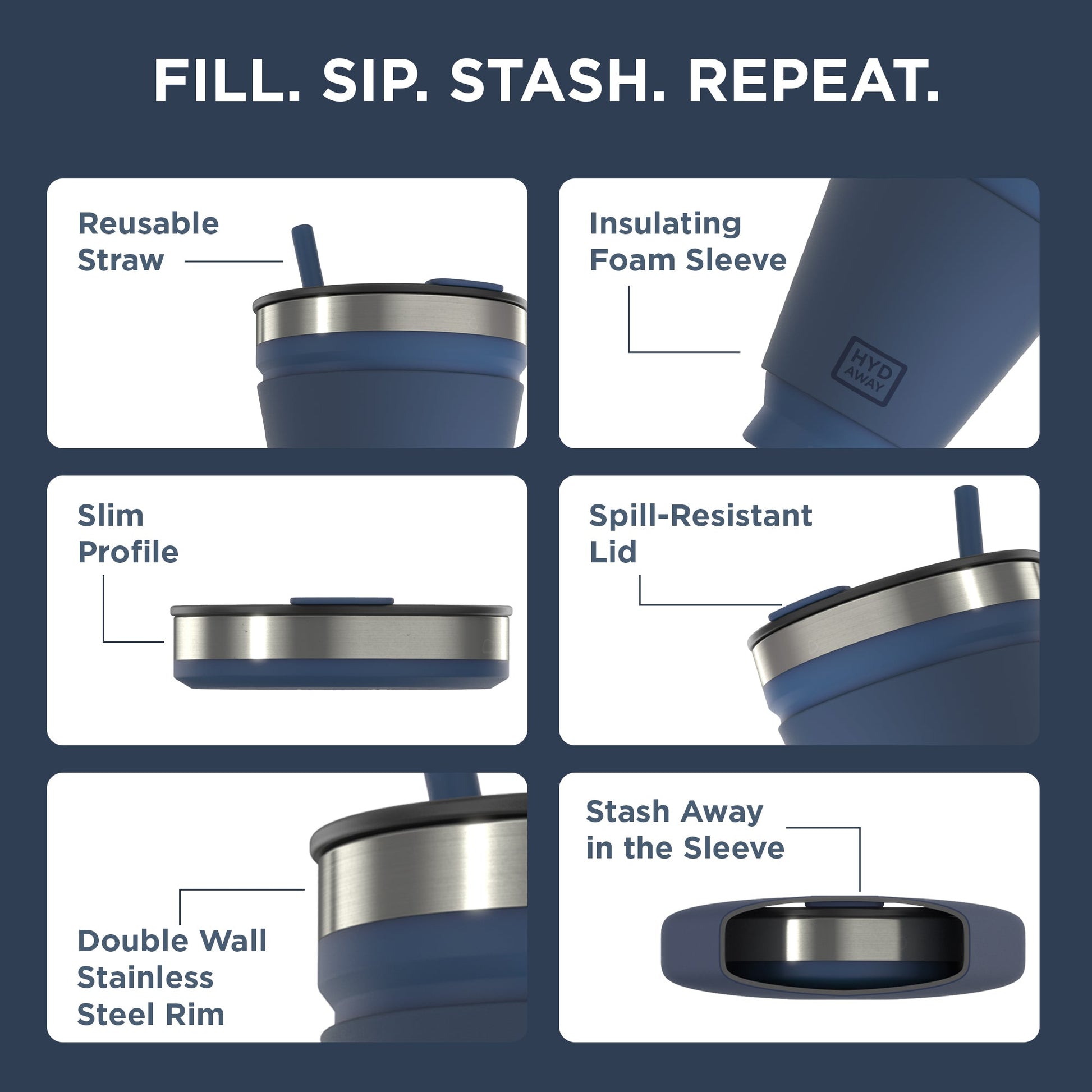 HYDAWAY Collapsible Insulated Drink Tumbler