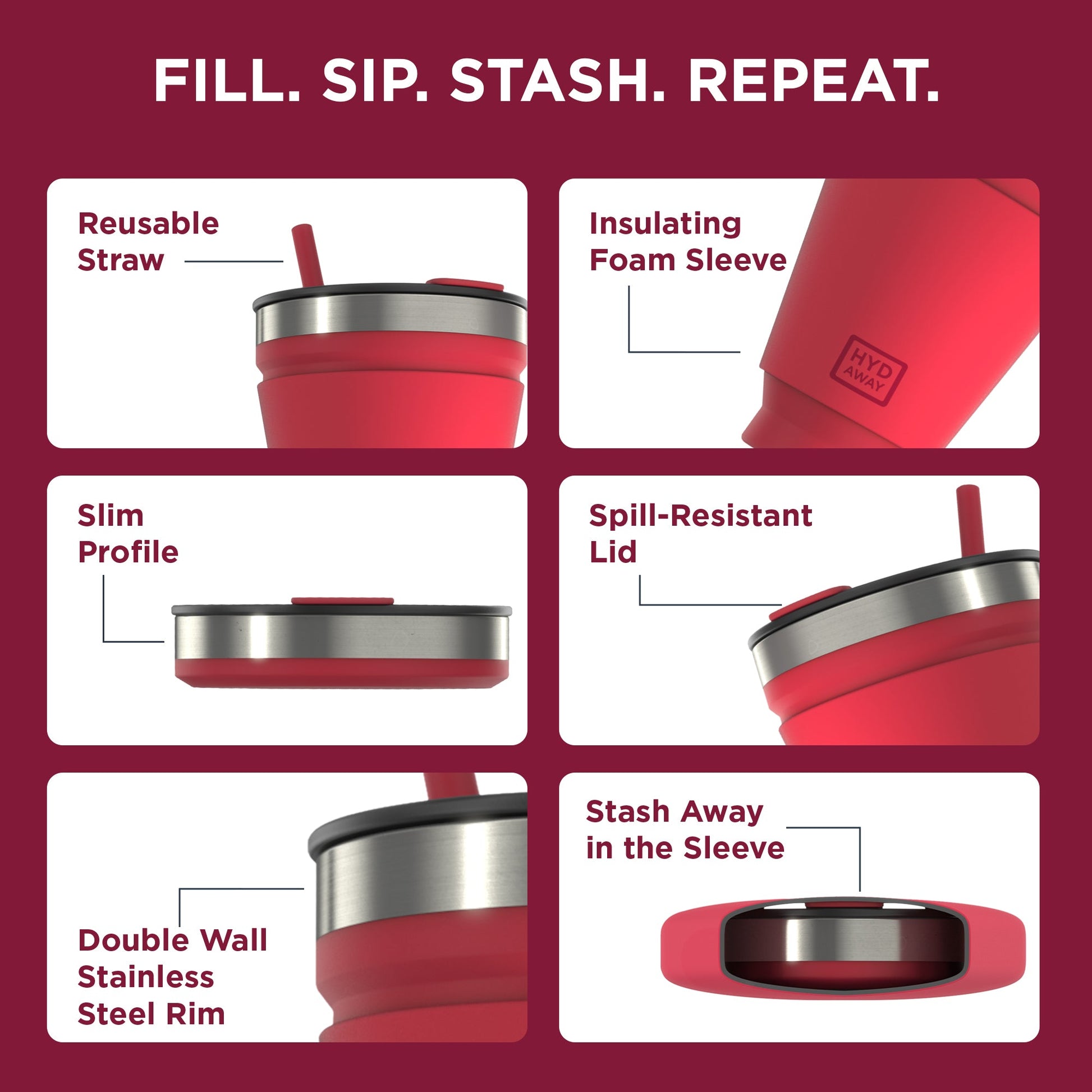 HYDAWAY Collapsible Insulated Drink Tumbler