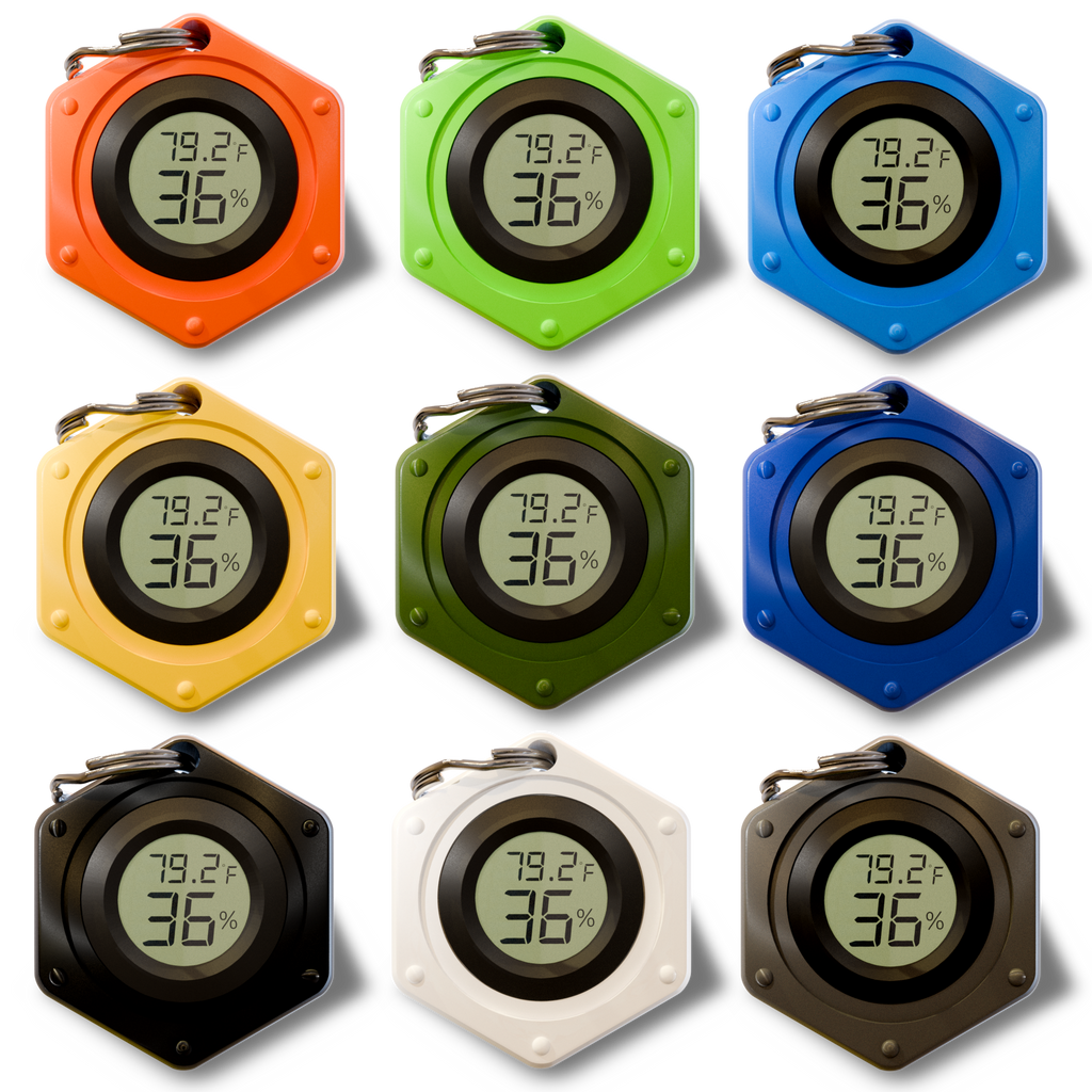 Travel-size, ultra light, thermometer and hygrometer combo. Clip to your backpack or keychain. Great for women into nature, camping, and gear. For men, women, and kids 12+ who love functional EDC tools and staying climate-aware outdoors. Ceiba Outfitters, Designed and made in the U.S.A.