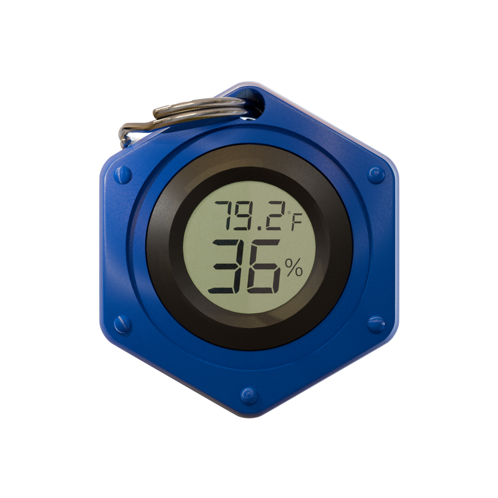 EnviroChecker - Link. Portable Thermometer, Thermometer Keychain, Hygrometer Keychain, Bag Charm, field research tool, temperature checker, humidity checker, hiking accessories, travel accessories, accurate reading, gifts for him, gifts for her, EDC gear, Ultra Light Gear, Camping gear, Ceiba Outfitters, Ceiba Travel, Ceiba Gear,