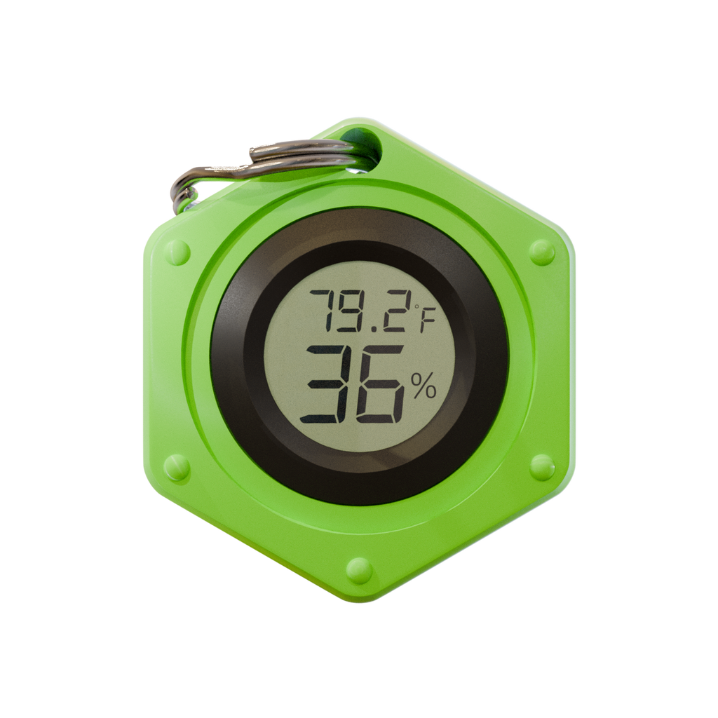 EnviroChecker - Link. Portable Thermometer, Thermometer Keychain, Hygrometer Keychain, Bag Charm, field research tool, temperature checker, humidity checker, hiking accessories, travel accessories, accurate reading, gifts for him, gifts for her, EDC gear, Ultra Light Gear, Camping gear, Ceiba Outfitters, Ceiba Travel, Ceiba Gear,