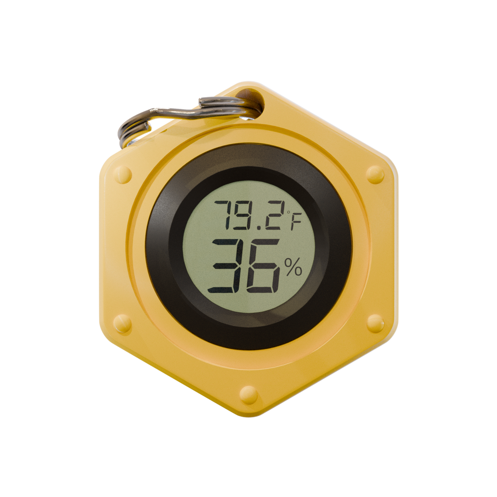 EnviroChecker - Link. Portable Thermometer, Thermometer Keychain, Hygrometer Keychain, Bag Charm, field research tool, temperature checker, humidity checker, hiking accessories, travel accessories, accurate reading, gifts for him, gifts for her, EDC gear, Ultra Light Gear, Camping gear, Ceiba Outfitters, Ceiba Travel, Ceiba Gear,